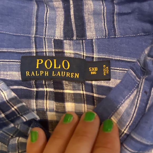 Polo Ralph Lauren Blue and White Plaid Shirt - Picture 4 of 4